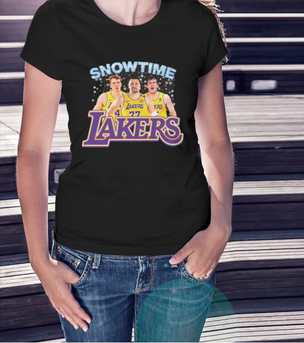 LA Lakers Snowtime Basketball Players In Yellow Jerseys T-Shirt