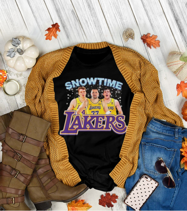 LA Lakers Snowtime Basketball Players In Yellow Jerseys T-Shirt
