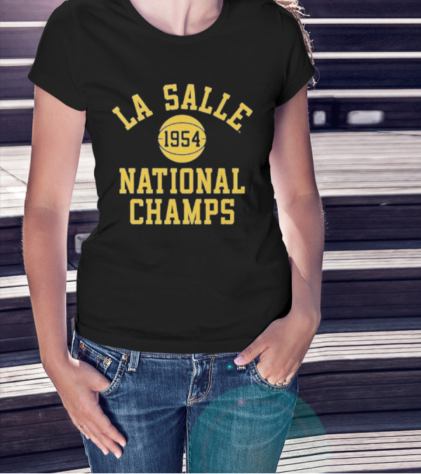 La Salle 1954 Basketball National Champs Retro Sports Arch Text Design T-Shirt