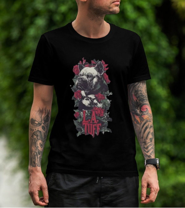 L.A. Tuff Bulldog With Roses 2025 T-Shirt