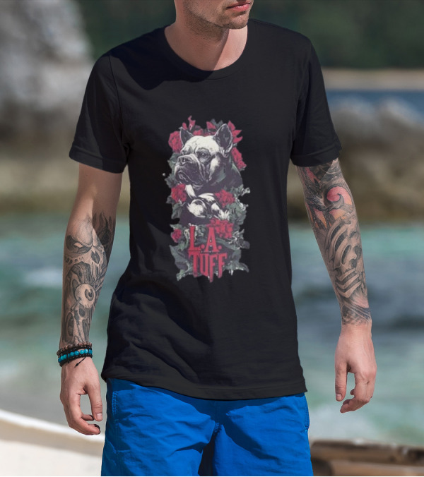 L.A. Tuff Bulldog With Roses 2025 T-Shirt