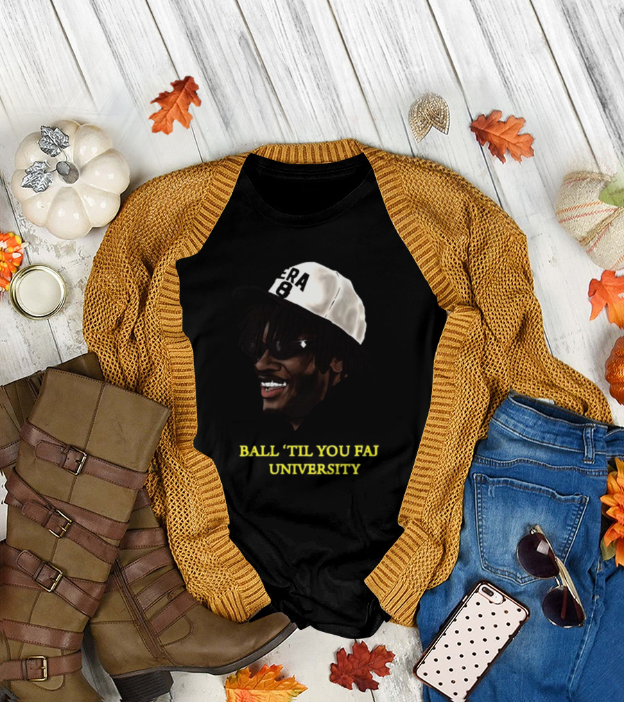 Lamar Jackson Ball ‘Til You Fall University Era 8 Baltimore Ravens NFL T-Shirt
