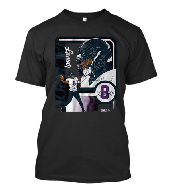 Lamar Jackson Baltimore Ravens NFL Football Number 8 Collage Frame T-Shirt