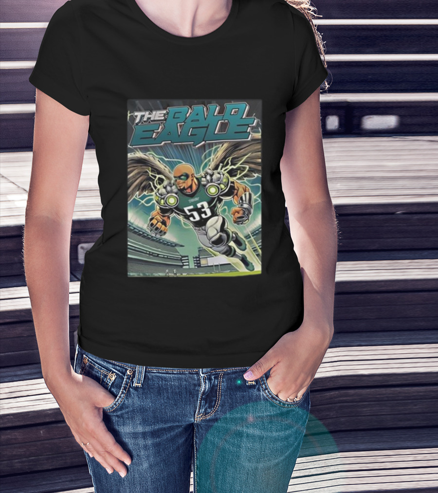 Landon Dickerson Philadelphia Eagles The Bald Eagle Zack Baun 53 Superhero Stadium T-Shirt