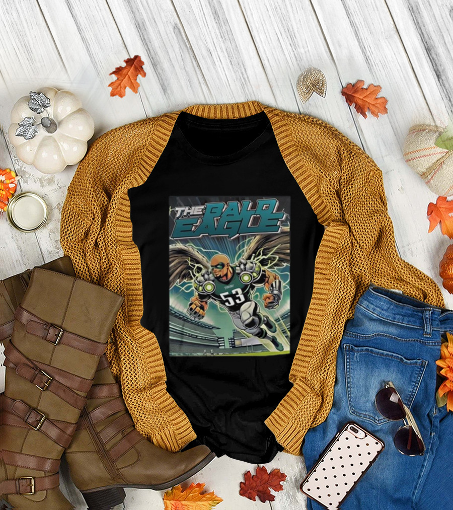 Landon Dickerson Philadelphia Eagles The Bald Eagle Zack Baun 53 Superhero Stadium T-Shirt
