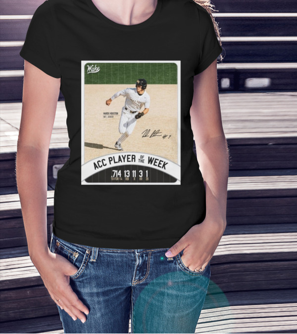 Wake Forest Baseball ACC Player Of The Week Marek Houston INF Junior #7 T-Shirt