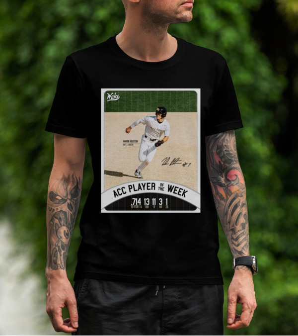 Wake Forest Baseball ACC Player Of The Week Marek Houston INF Junior #7 T-Shirt