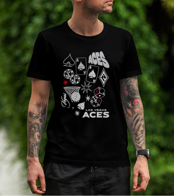 Las Vegas Aces Playing Cards Dice Basketball Hoop Casino Elements T-Shirt