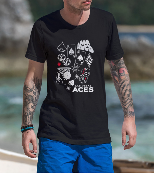 Las Vegas Aces Playing Cards Dice Basketball Hoop Casino Elements T-Shirt