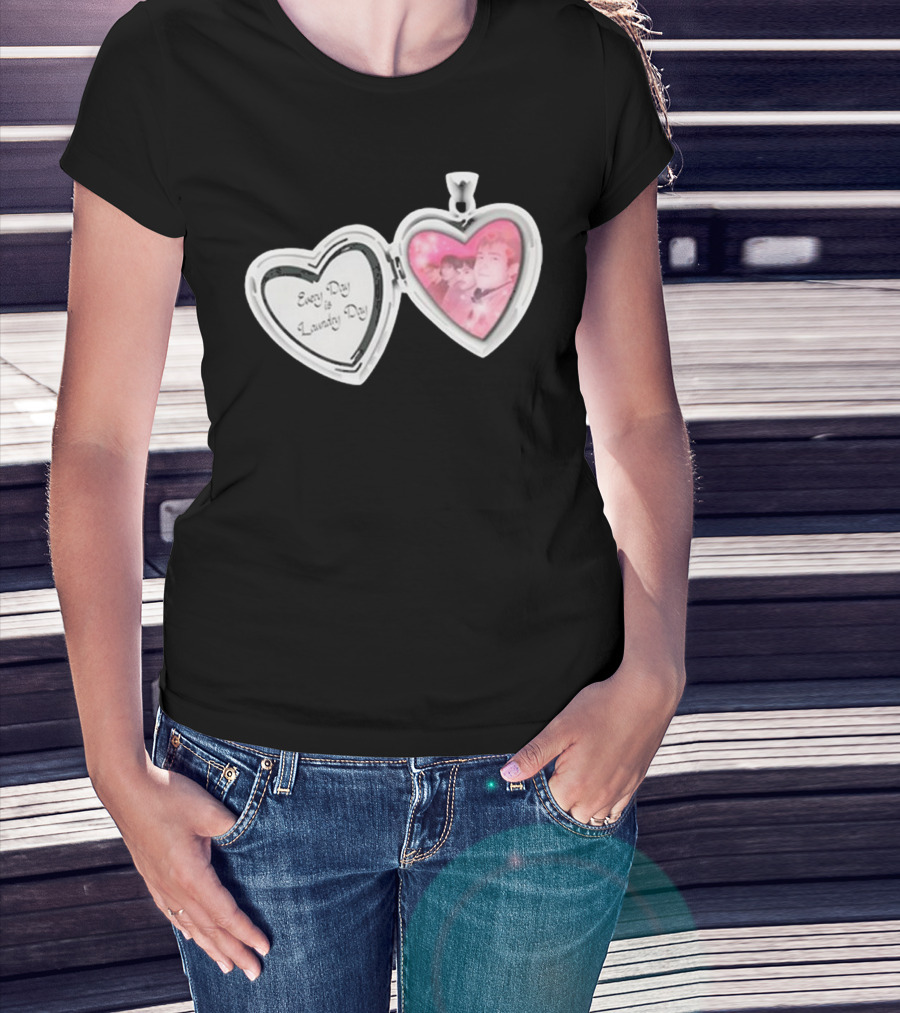Every Day Laundry Day Heart Locket Pink Photo Charm T-Shirt
