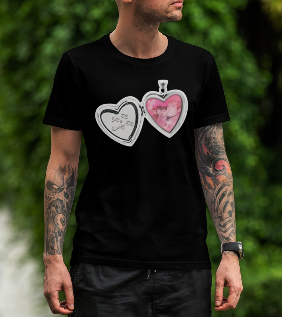 Every Day Laundry Day Heart Locket Pink Photo Charm T-Shirt