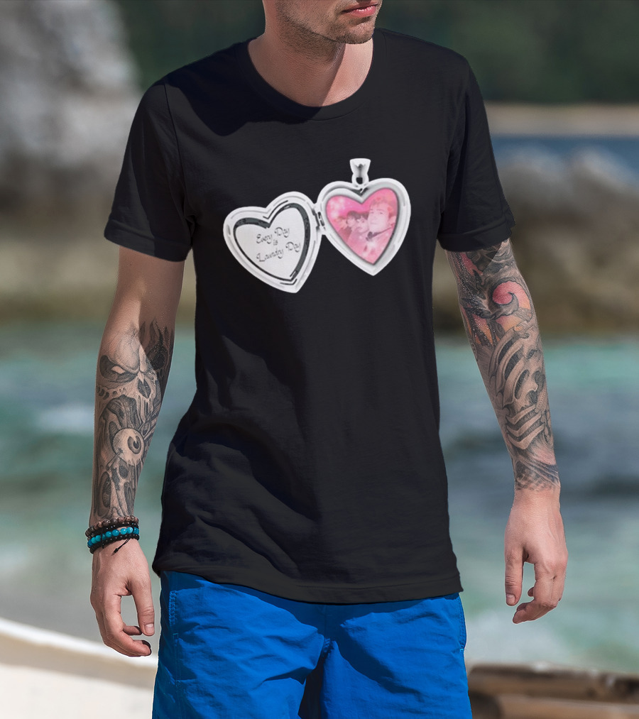 Every Day Laundry Day Heart Locket Pink Photo Charm T-Shirt