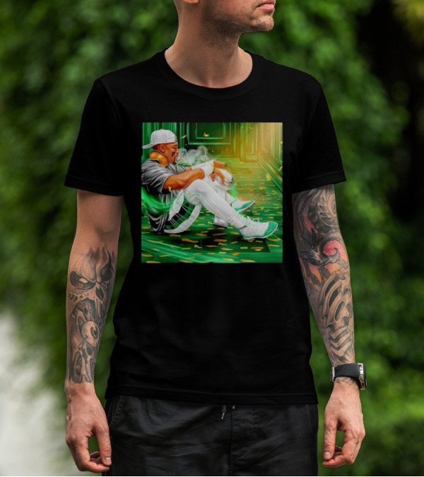 Legendary Jalen Hurts Smoking Cigar MVP Champs Celebration Green Aura T-Shirt
