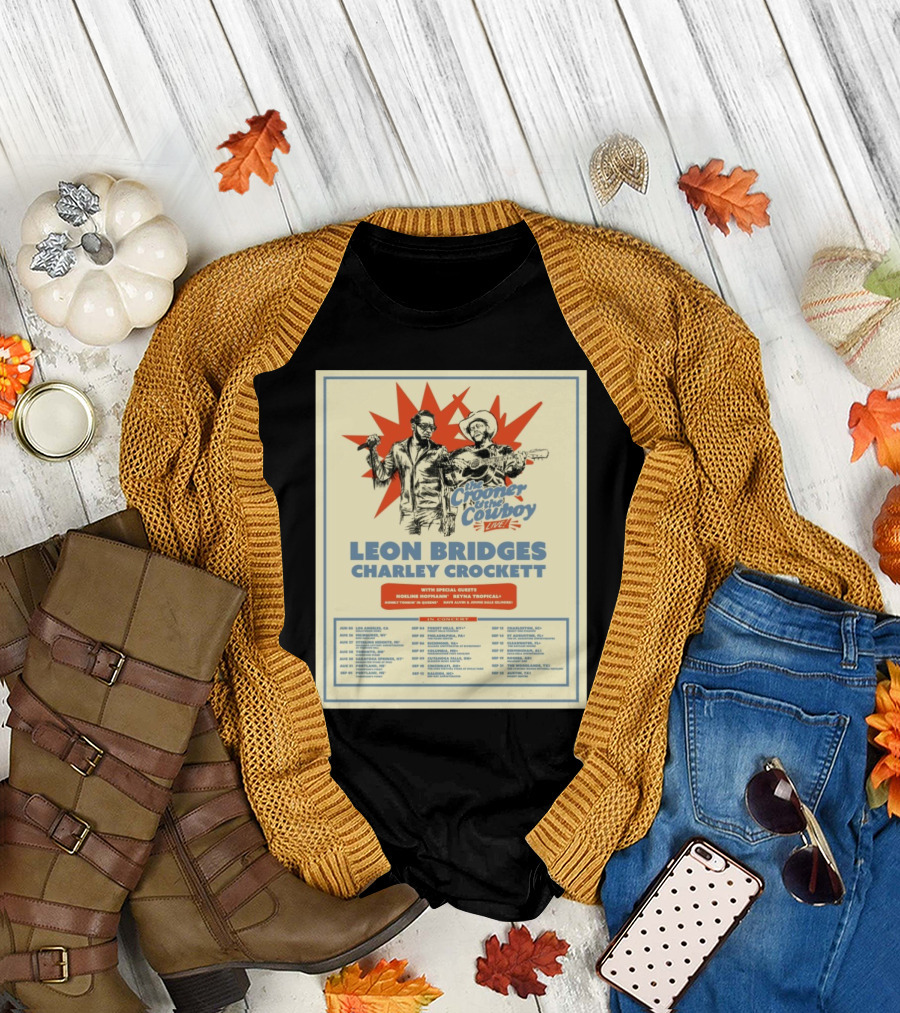Leon Bridges Charley Crockett The Crooner And The Cowboy Live Tour 2025 With Noeline Hofmann And Reyna Tropical T-Shirt