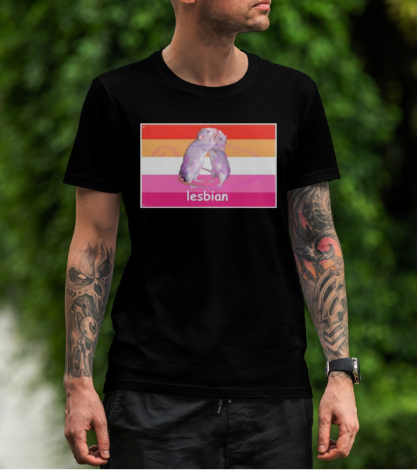 Lesbian Rat Pink And Orange LGBTQ Flag T-Shirt