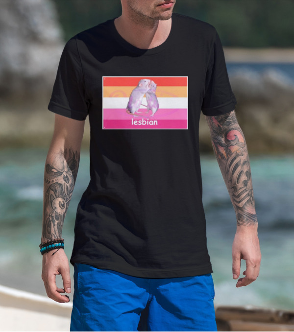 Lesbian Rat Pink And Orange LGBTQ Flag T-Shirt