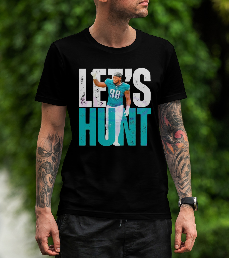 Let's Hunt Eagles Jalen Carter 98 Super Bowl LIX T-Shirt