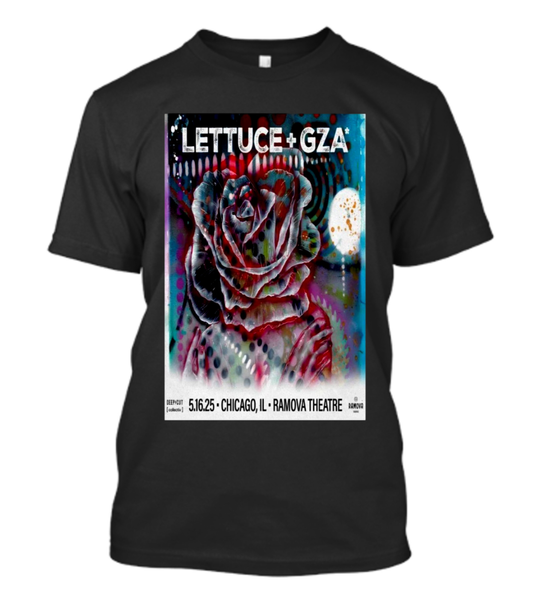LETTUCE + GZA May 16 2025 Chicago IL Ramova Theatre Rose Artwork T-Shirt