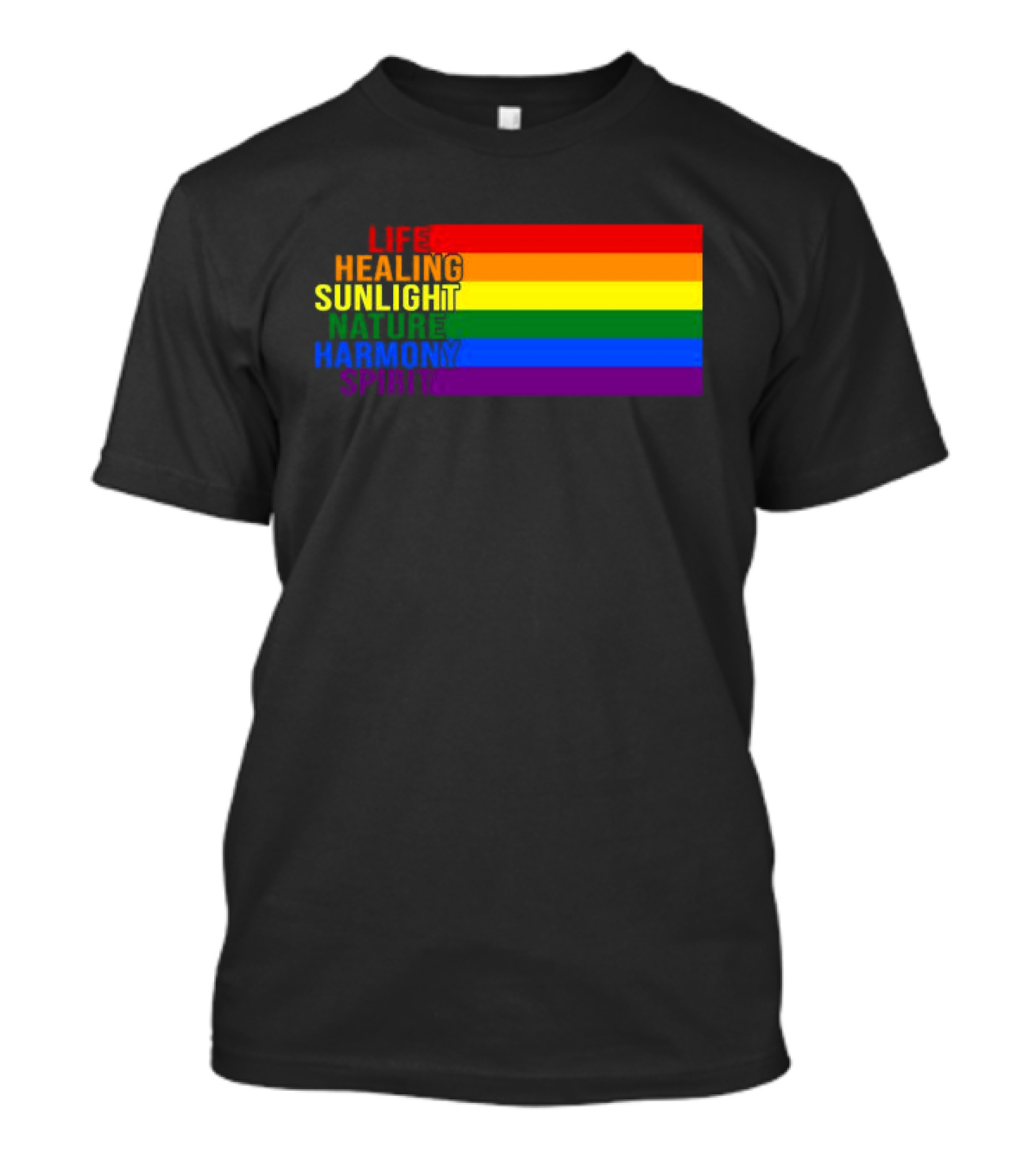 Rainbow Stripes LGBT Life Healing Sunlight Nature Harmony Spirit T-Shirt