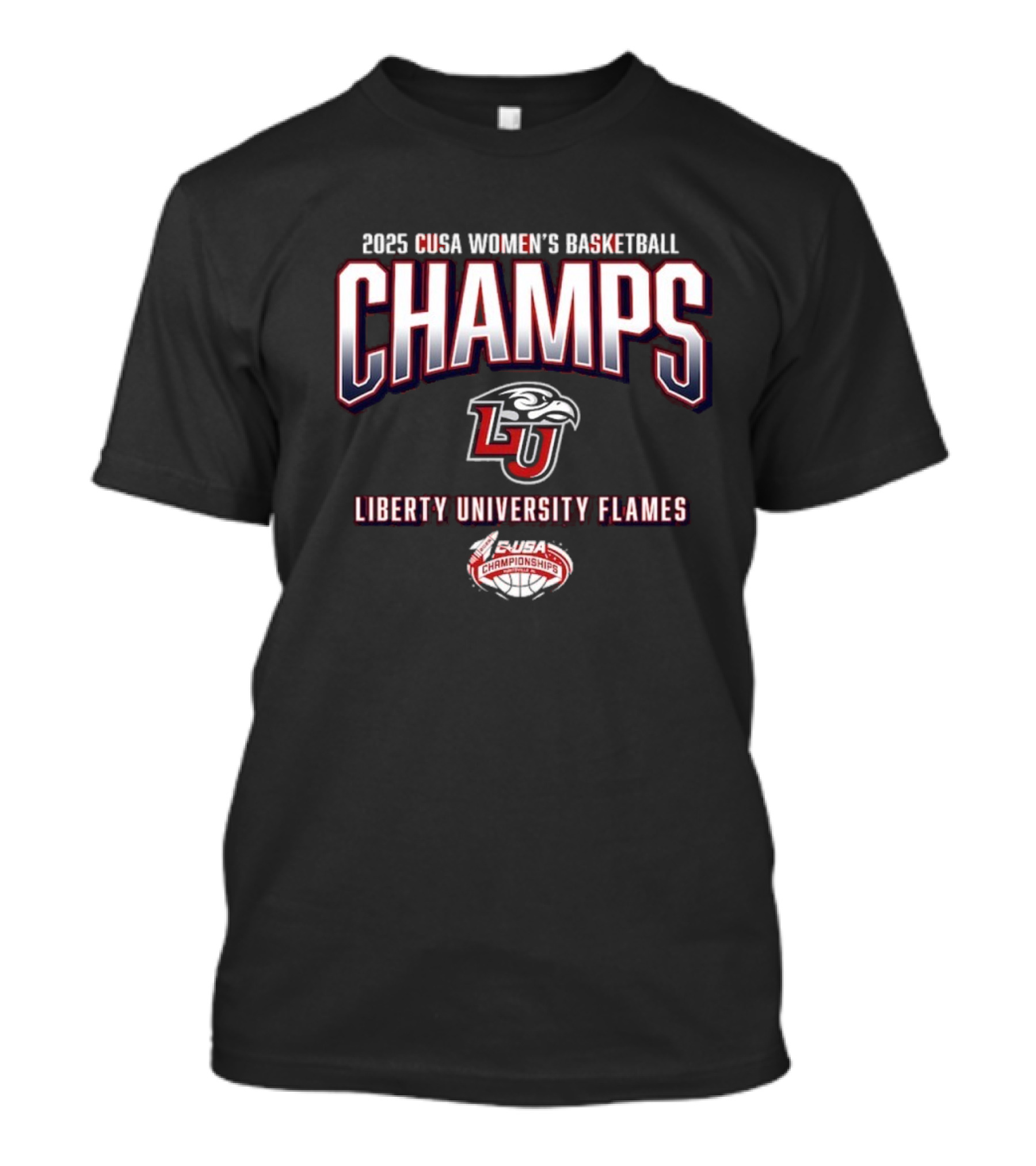 2025 C-USA Women's Basketball Champs Liberty University Flames LU Championships T-Shirt