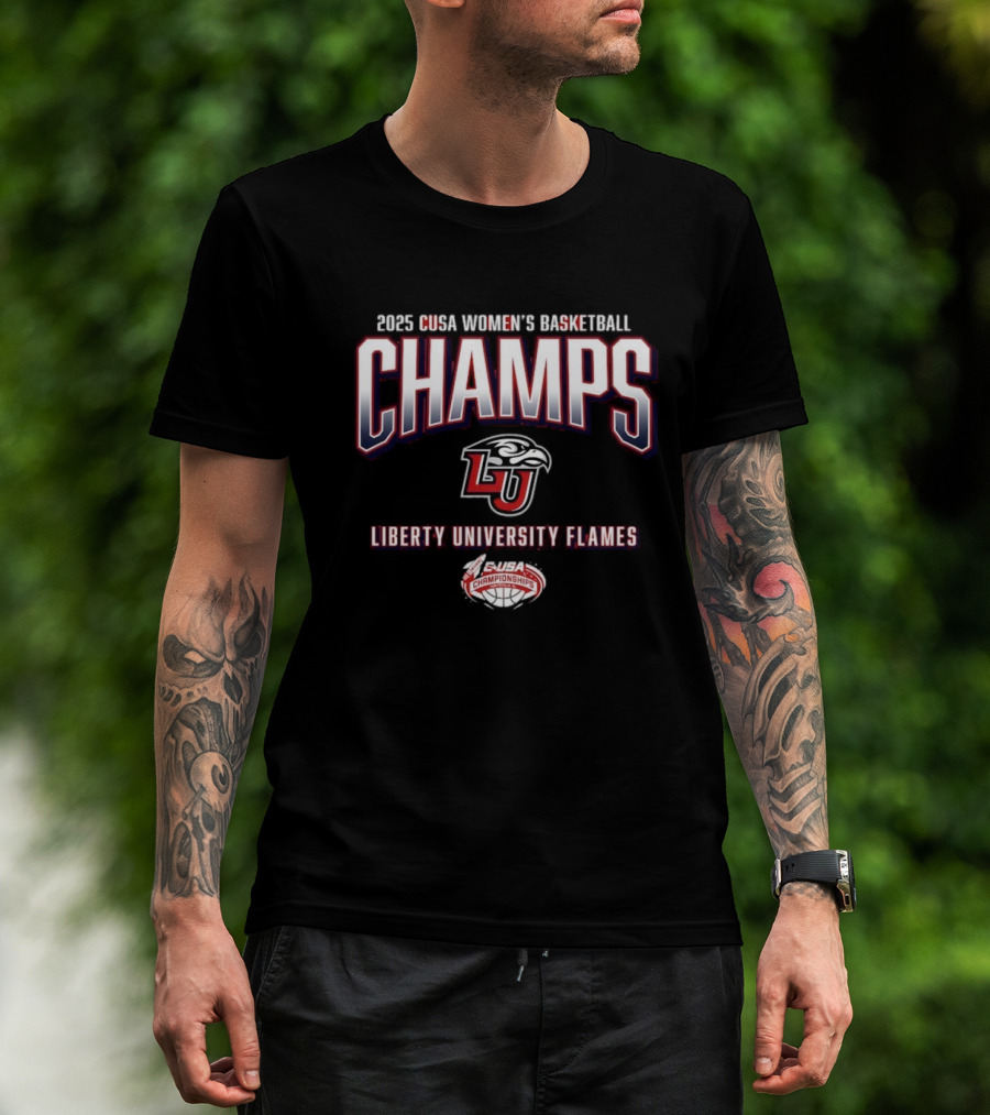 2025 C-USA Women's Basketball Champs Liberty University Flames LU Championships T-Shirt