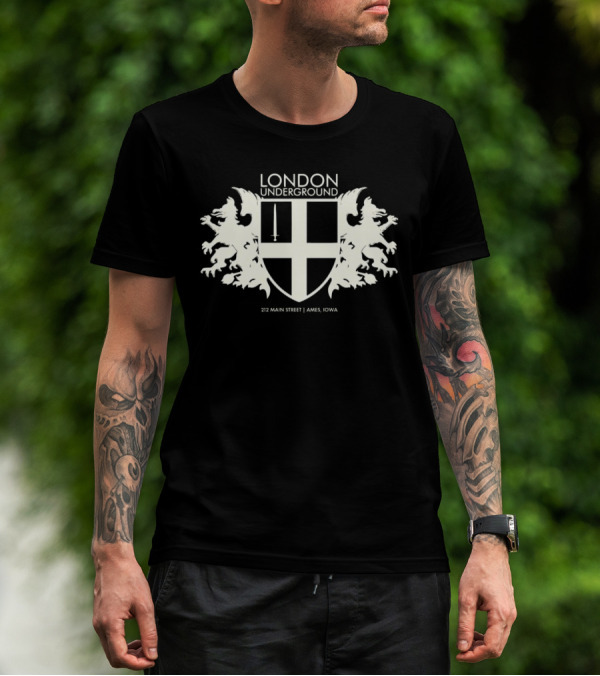 London Underground 232 Main Street Ames Iowa Heraldic Crest Design T-Shirt