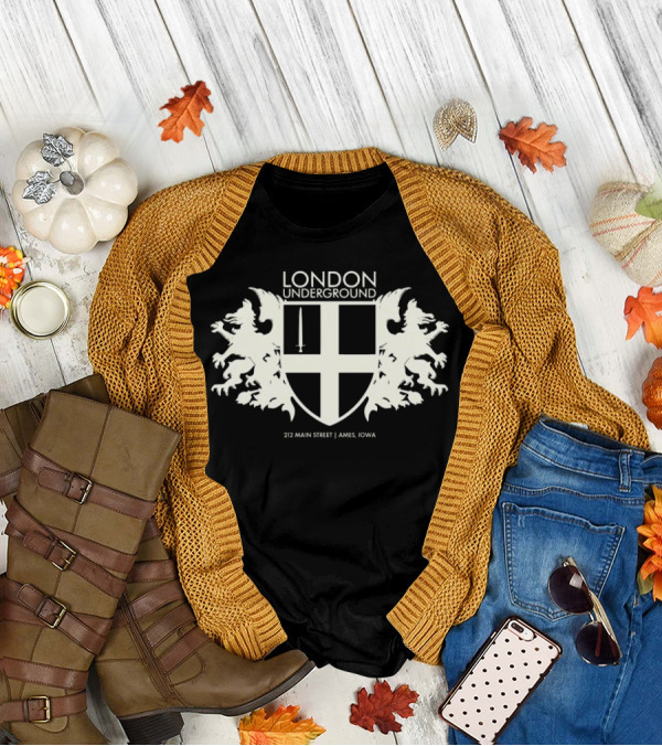 London Underground 232 Main Street Ames Iowa Heraldic Crest Design T-Shirt