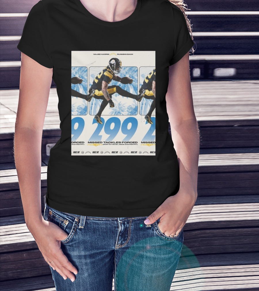 Najee Harris Running Back 299 Missed Tackles Forced Most In The NFL Since 2021 PFF T-Shirt