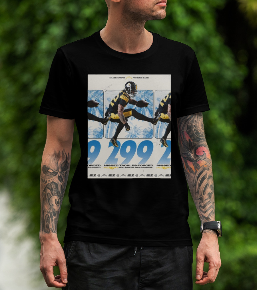 Najee Harris Running Back 299 Missed Tackles Forced Most In The NFL Since 2021 PFF T-Shirt