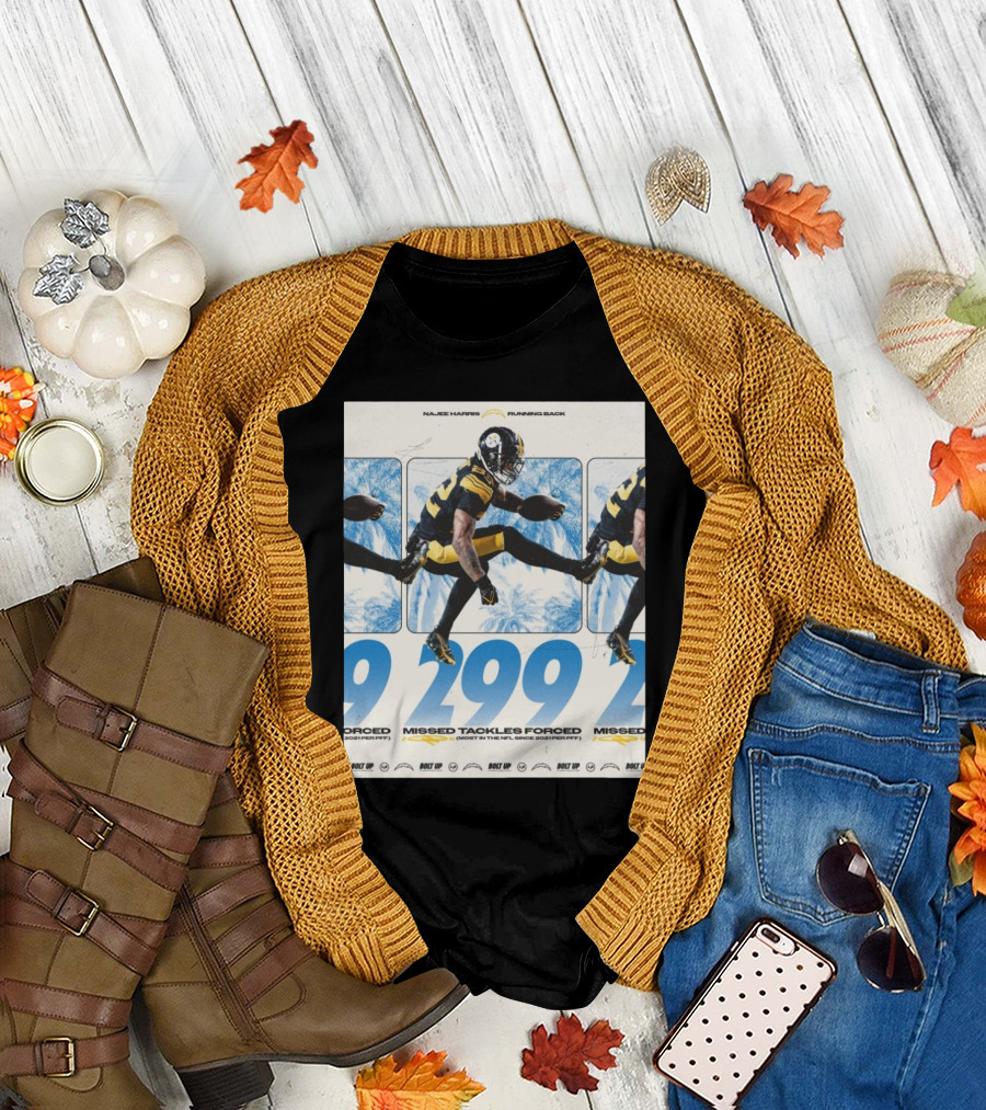 Najee Harris Running Back 299 Missed Tackles Forced Most In The NFL Since 2021 PFF T-Shirt