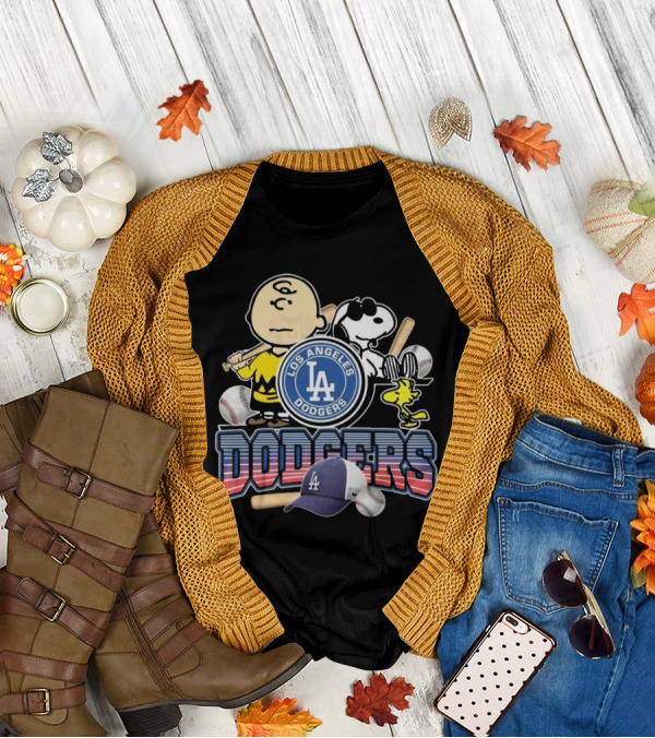 Los Angeles Dodgers Peanuts 2025 Charlie Brown Snoopy Woodstock Baseball Cap T-Shirt