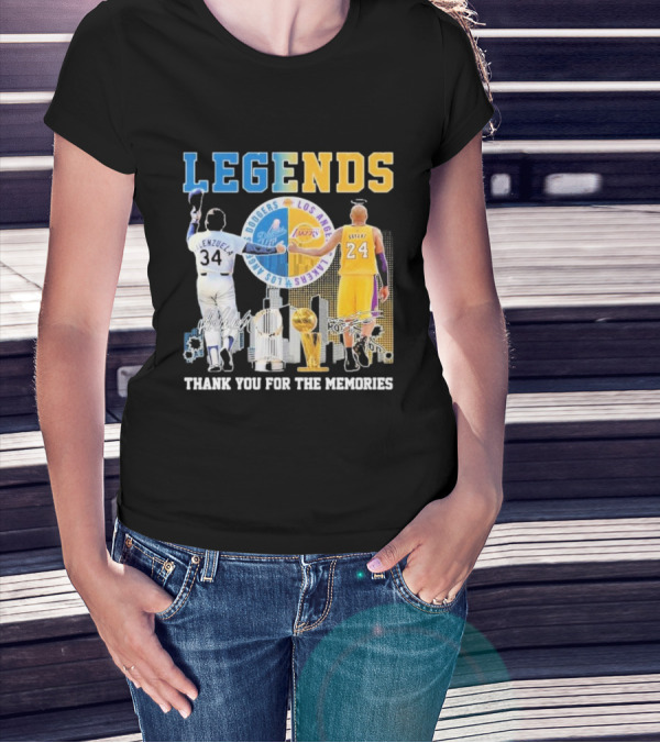 Los Angeles Legends Dodgers Valenzuela Lakers Bryant Thank You For The Memories T-Shirt