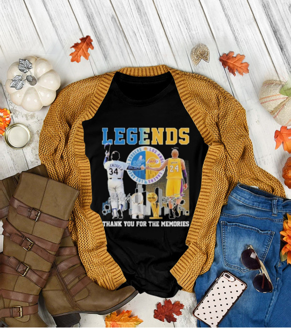 Los Angeles Legends Dodgers Valenzuela Lakers Bryant Thank You For The Memories T-Shirt