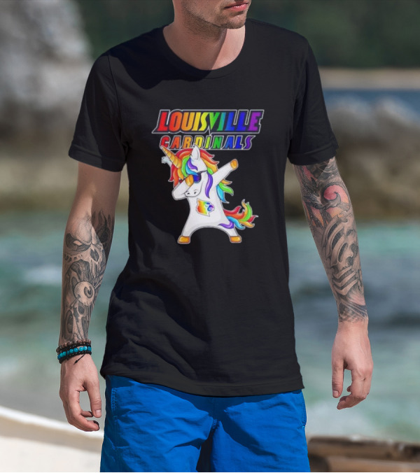 Louisville Cardinals Rainbow Unicorn Dabbing LGBT Pride T-Shirt