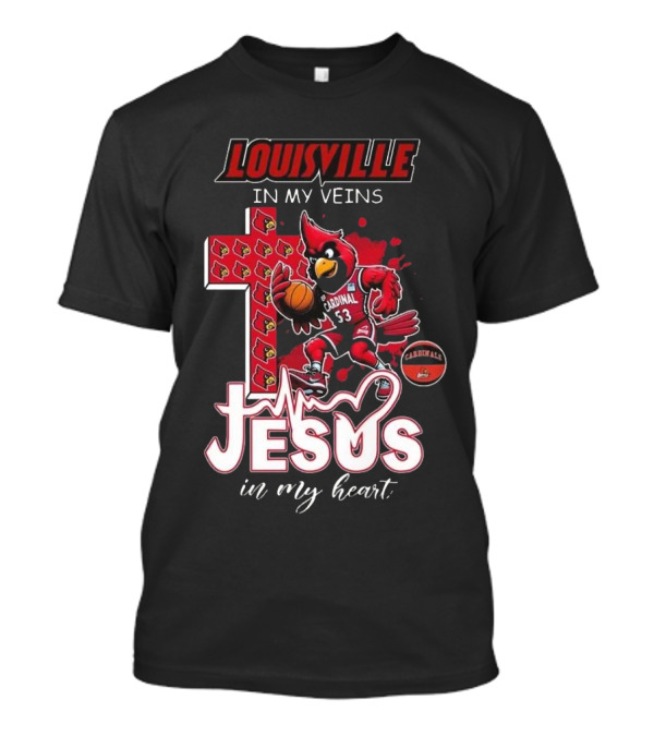 Louisville Cardinals Basketball Jesus In My Heart Cross T-Shirt