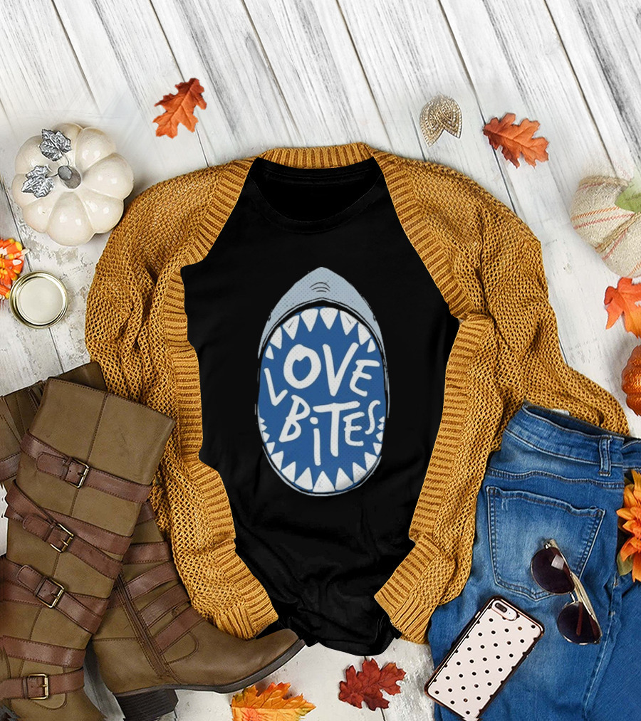 Love Bites Shark Mouth Teeth Graphic T-Shirt