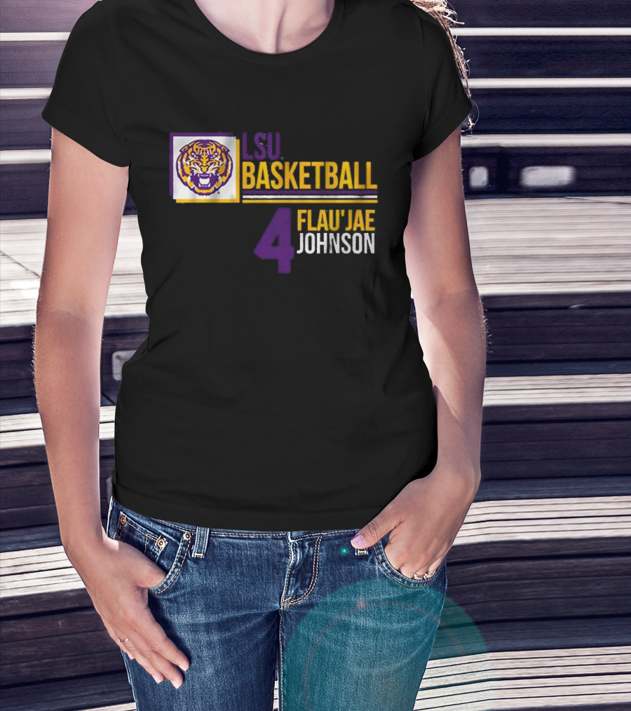 LSU Basketball Flau’Jae Johnson 4 Tiger Logo T-Shirt