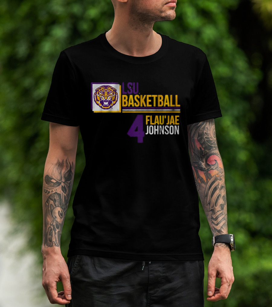 LSU Basketball Flau’Jae Johnson 4 Tiger Logo T-Shirt