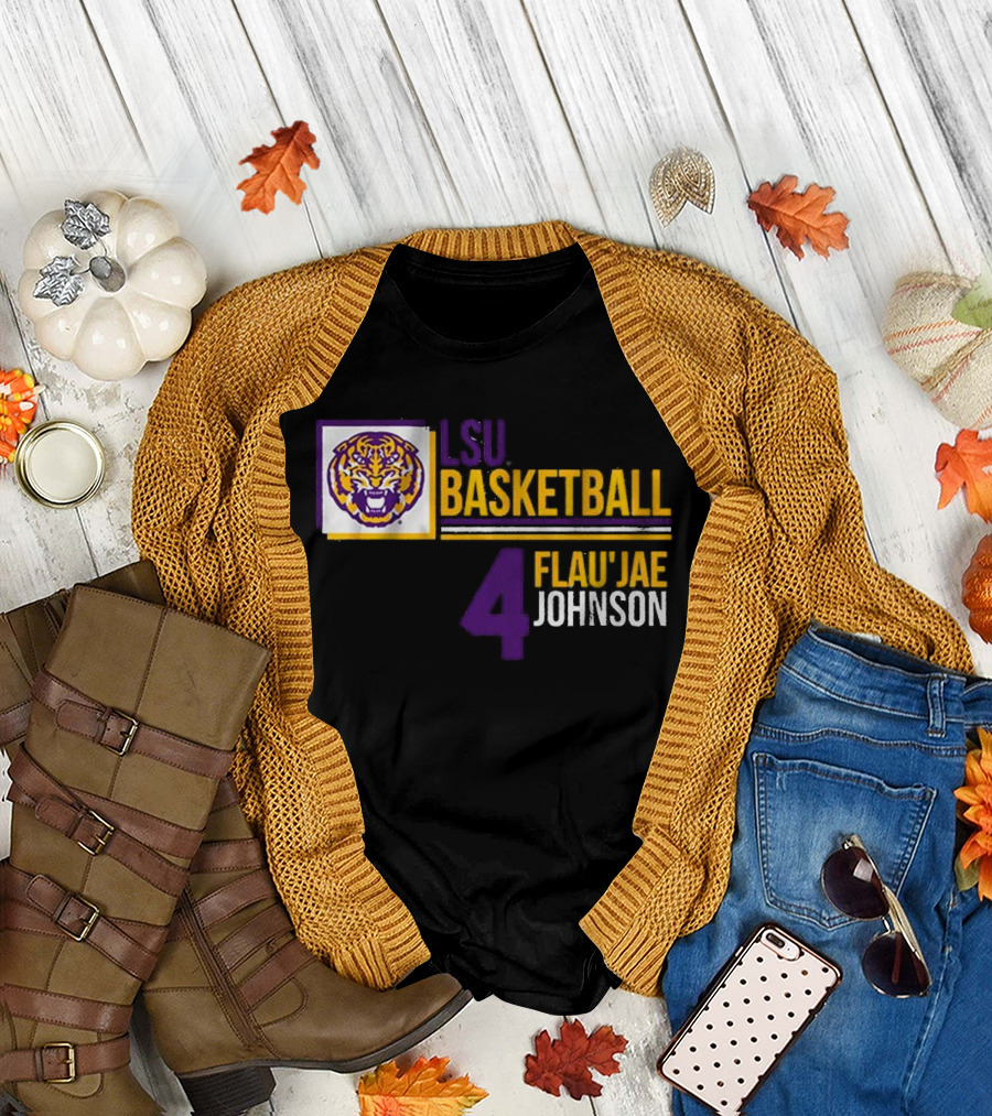 LSU Basketball Flau’Jae Johnson 4 Tiger Logo T-Shirt