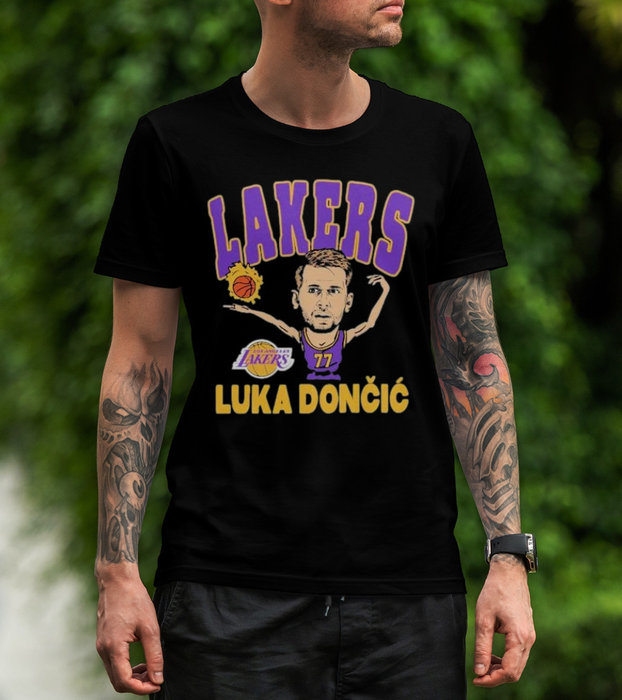 Luka Dončić Los Angeles Lakers Basketball Caricature 77 T-Shirt