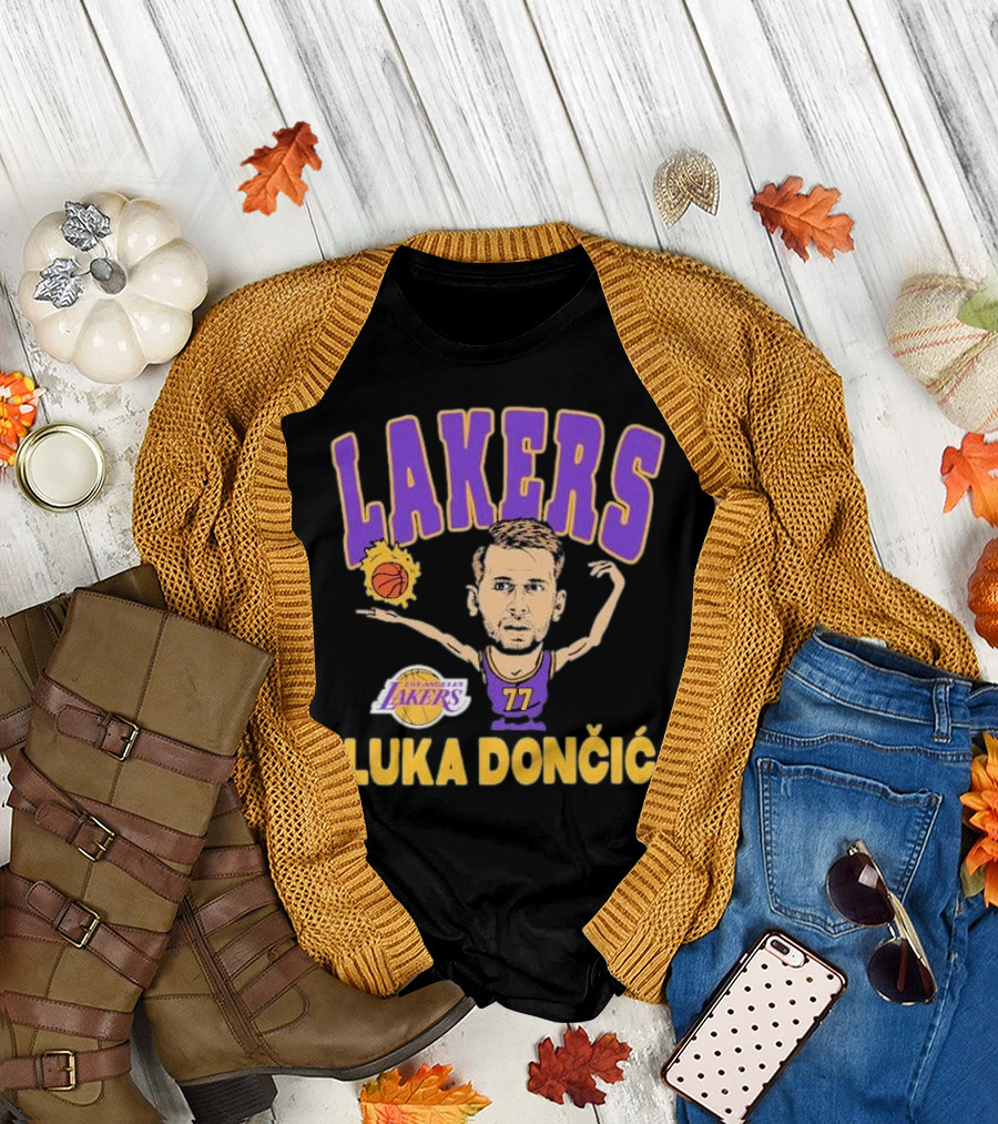 Luka Dončić Los Angeles Lakers Basketball Caricature 77 T-Shirt