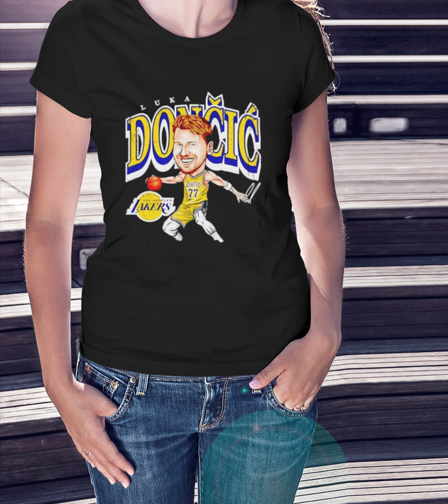 Luka Doncic Los Angeles Lakers Cartoon Lakers Logo T-Shirt
