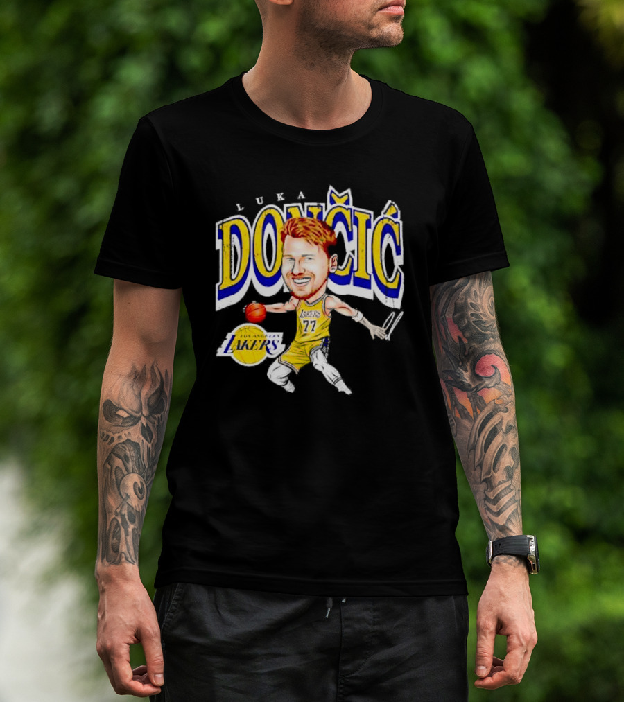 Luka Doncic Los Angeles Lakers Cartoon Lakers Logo T-Shirt