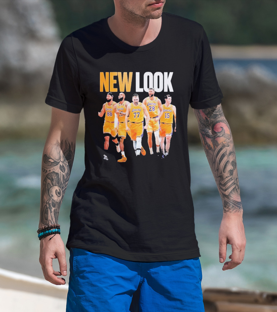 New Look Lakers Starting Five Luka Doncic 77 Los Angeles T-Shirt