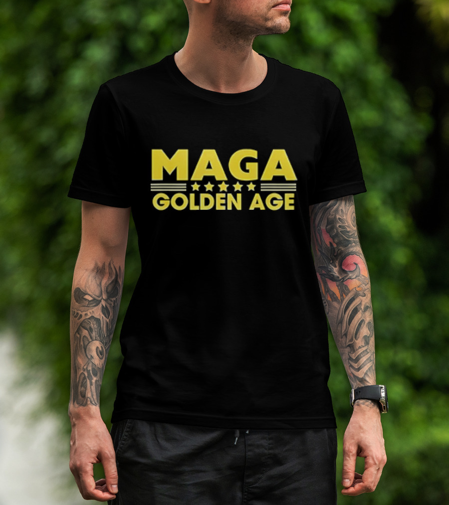 MAGAGolden Age Stars And Bold Yellow Text T-Shirt