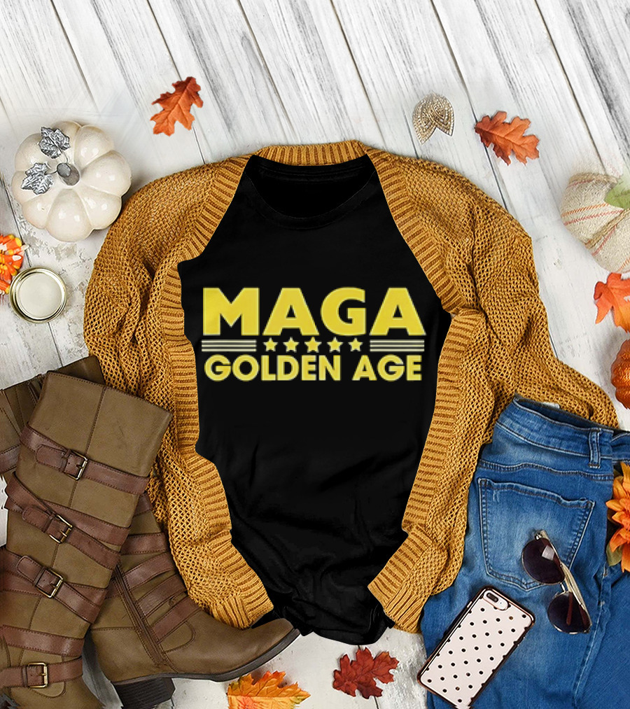 MAGAGolden Age Stars And Bold Yellow Text T-Shirt