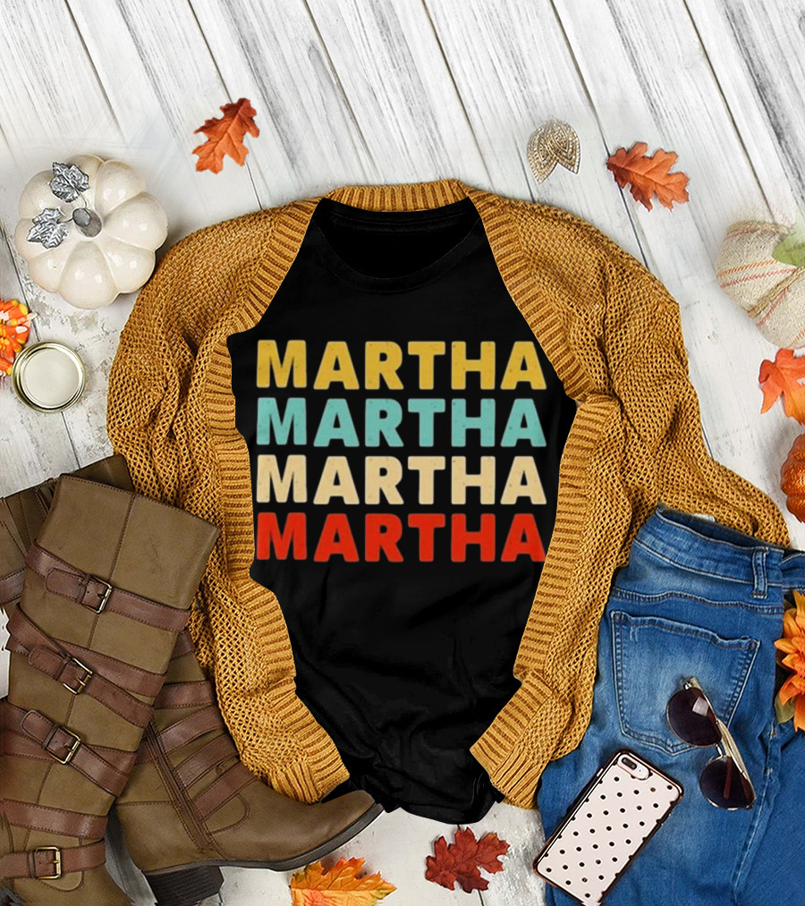 Martha Martha Martha Martha Text Graphic Colorful Block Letters T-Shirt
