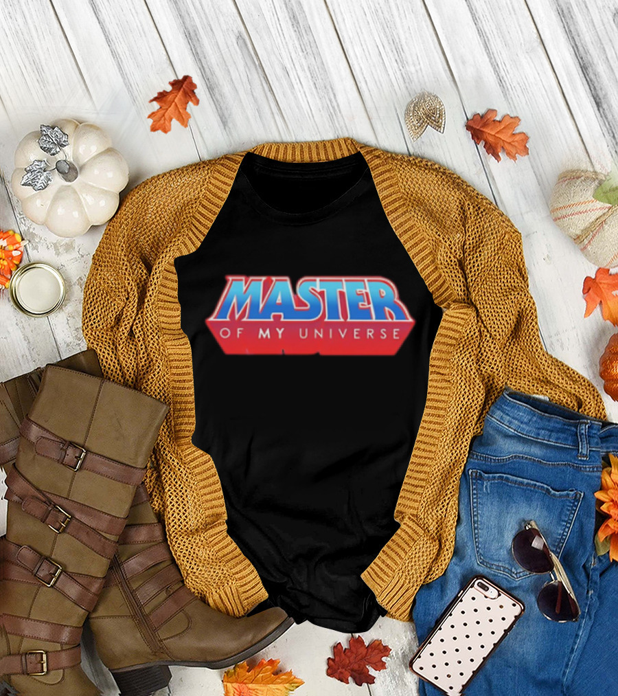 Master Of My Universe Retro Red And Blue Text T-Shirt