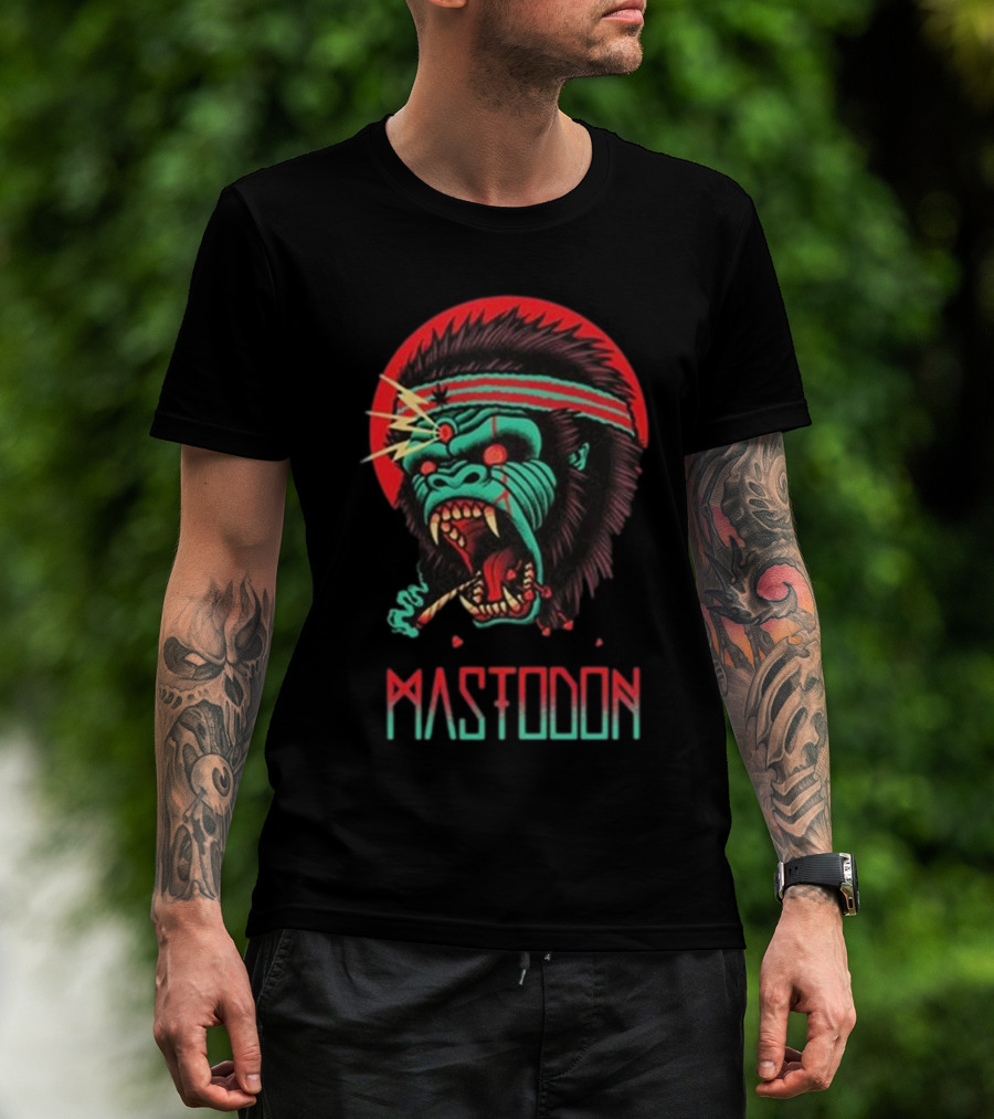 Mastodon Let's Get Physical Gorilla Neon Retro Style T-Shirt