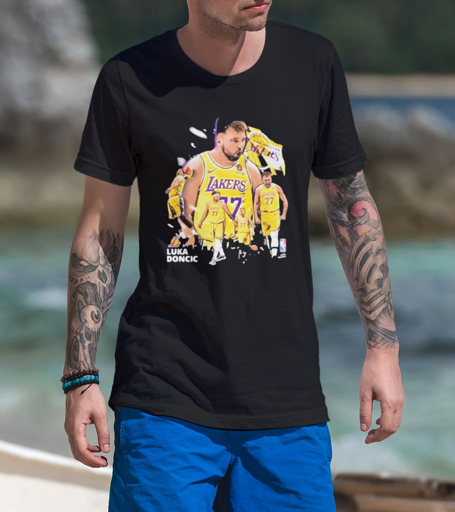 Luka Doncic 77 Vintage Style LA Lakers Basketball Imagery T-Shirt